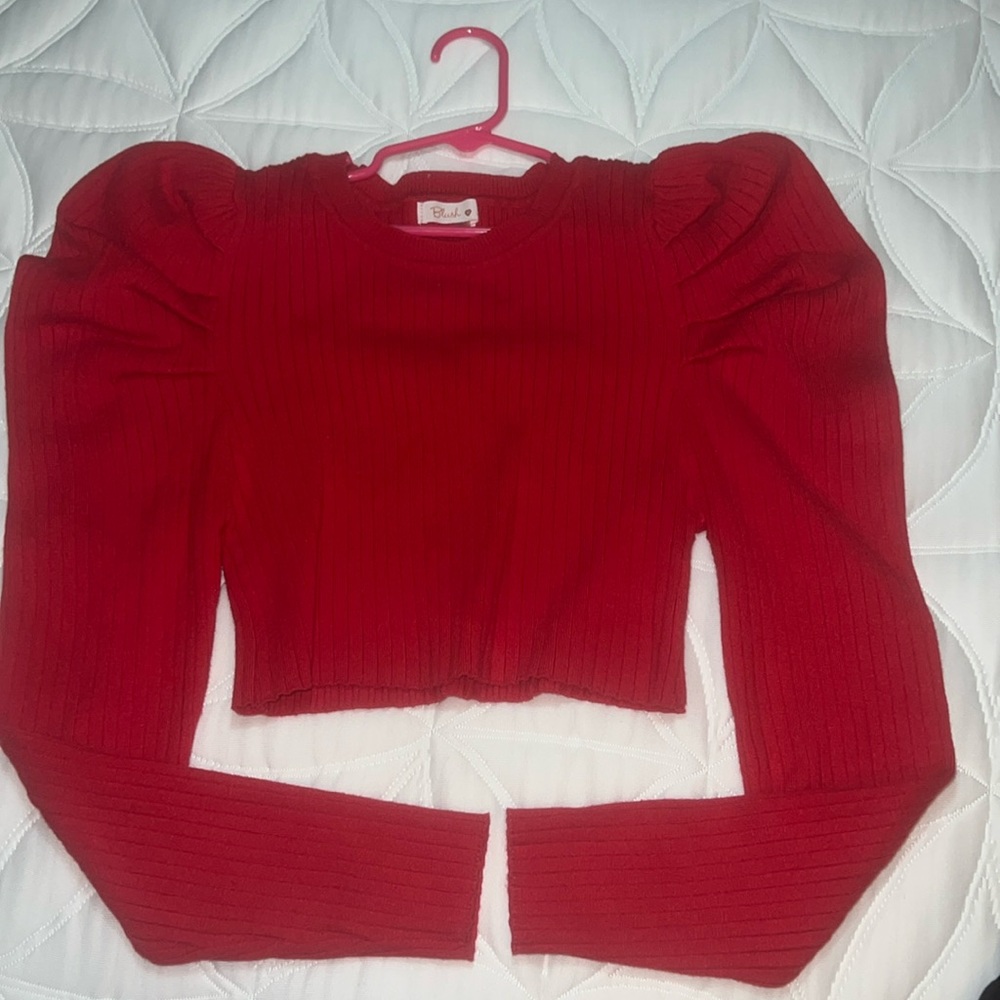 Red Top good to go with jeans or overall !